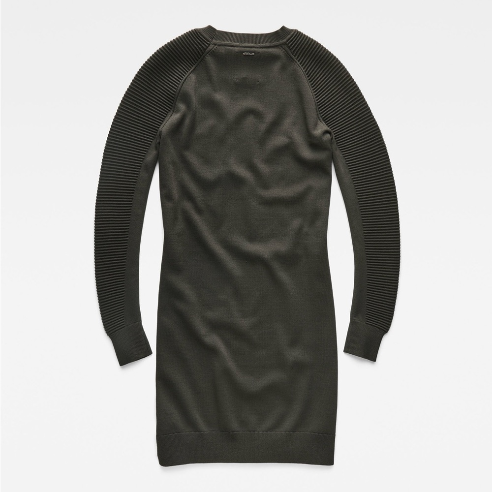 G-Star Raw Suzaki Knit Moto Sweater Dress Size XXS Olive Green City Casual